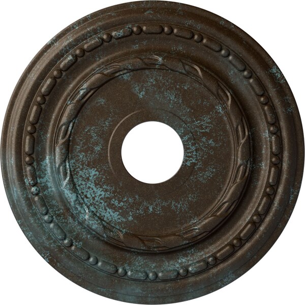 Ekena Millwork Dublin Ceiling Medallion (Canopies up to 5 1/8"), 17 7/8"OD x 3 5/8"ID x 1 1/4"P, Bronze Blue Patina CM17DUBBS - main
